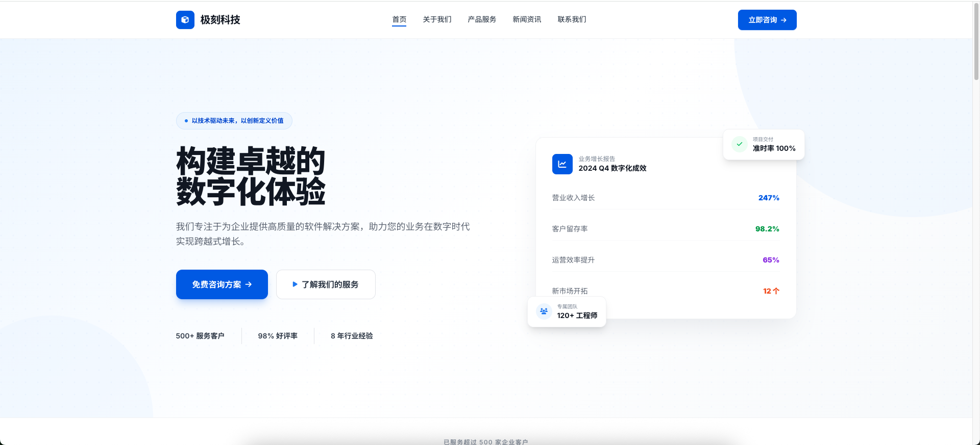 即刻Pro白蓝色调企业官网主题